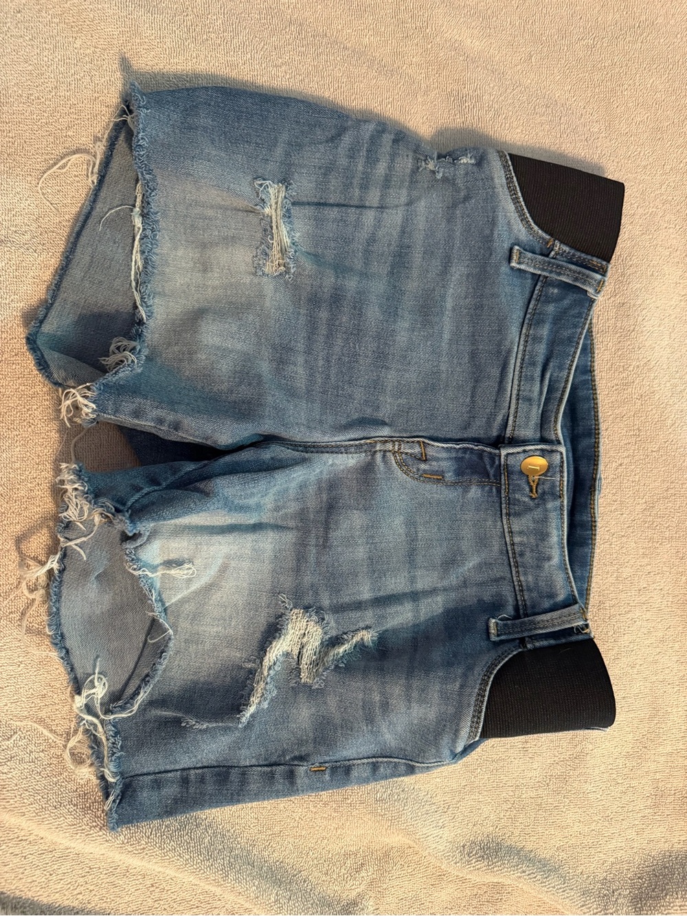 Maternity Distressed Light Blue Denim Shorts